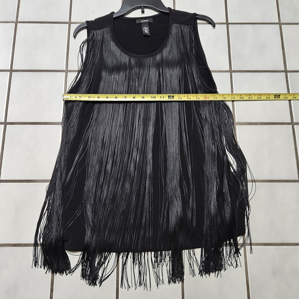 Dressy Black Fringe Tank Top Alfani Size Large - Picture 3 of 6